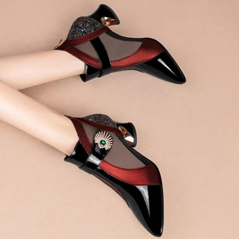 British Style Sandals Leather Boots women