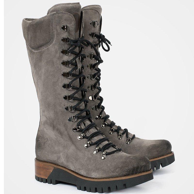 Winter Fashion Women's Mid-Calf Boots Round Toe Western Lace-Up Side Zipper Ladies Boots Comfortable Non-Slip Motorcycle Bootie