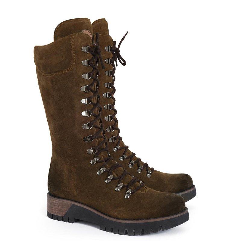 Winter Fashion Women's Mid-Calf Boots Round Toe Western Lace-Up Side Zipper Ladies Boots Comfortable Non-Slip Motorcycle Bootie