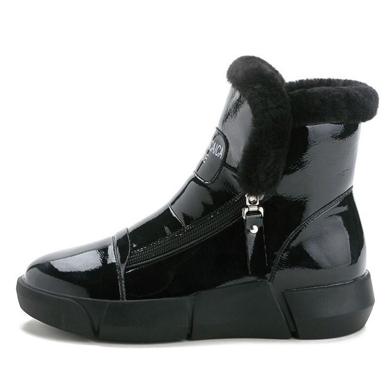 Women Snow Boots Waterproof Platform Ankle Boots Ladies Casual Shoes Warm Zip Flats Booties Female Winter Non Slip Boots Woman