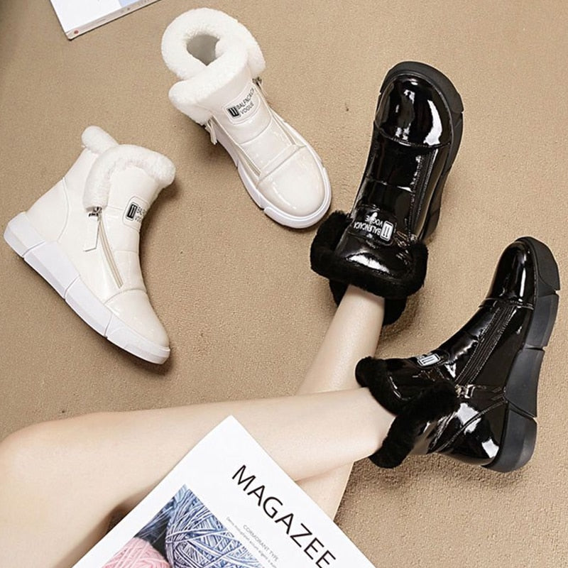 Women Snow Boots Waterproof Platform Ankle Boots Ladies Casual Shoes Warm Zip Flats Booties Female Winter Non Slip Boots Woman