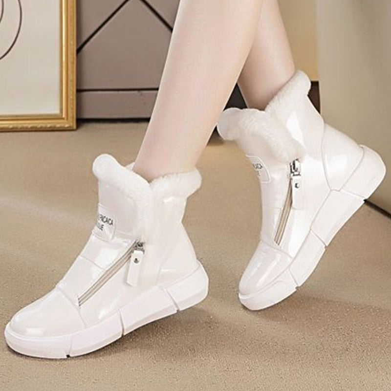 Women Snow Boots Waterproof Platform Ankle Boots Ladies Casual Shoes Warm Zip Flats Booties Female Winter Non Slip Boots Woman