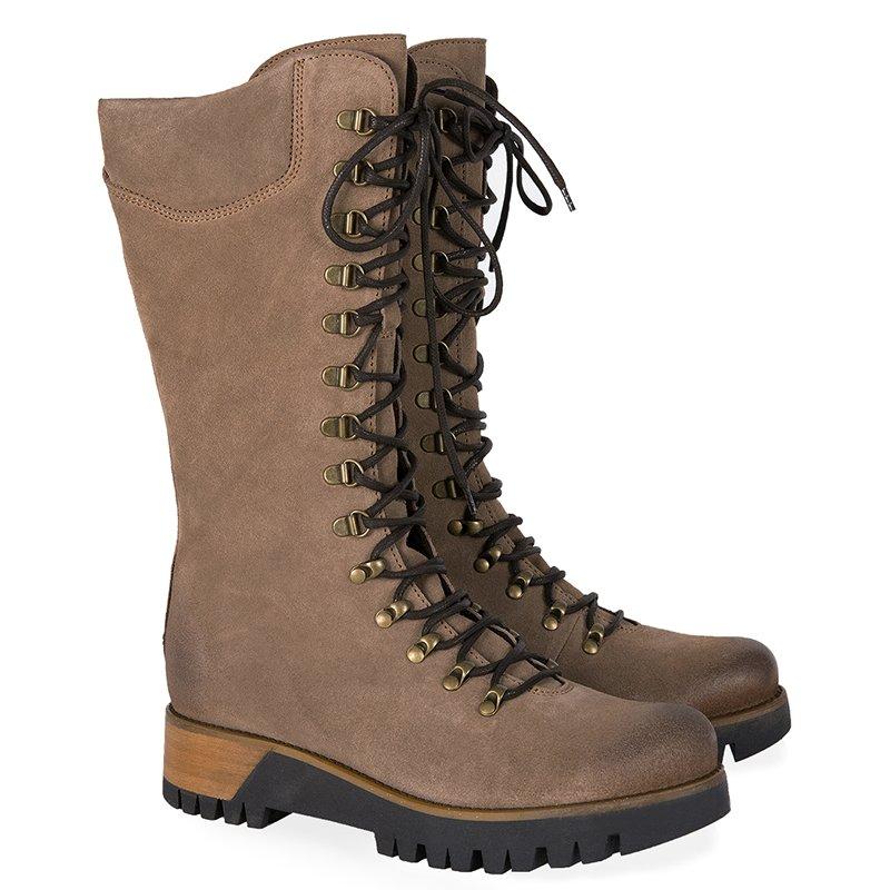 Winter Fashion Women&#39;s Mid-Calf Boots Round Toe Western Lace-Up Side Zipper Ladies Boots Comfortable Non-Slip Motorcycle Bootie