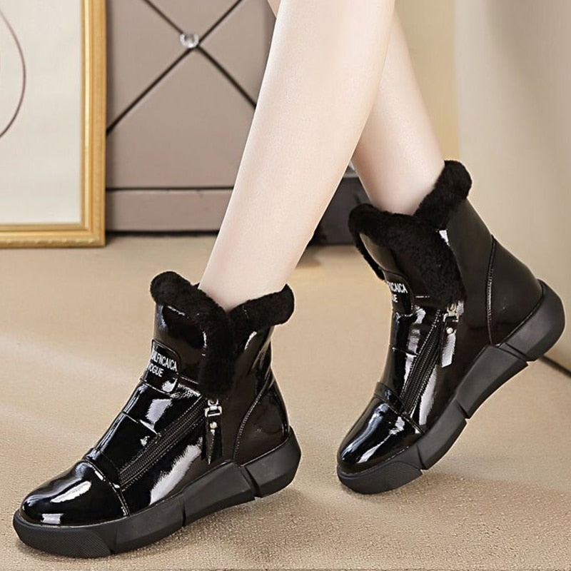 Women Snow Boots Waterproof Platform Ankle Boots Ladies Casual Shoes Warm Zip Flats Booties Female Winter Non Slip Boots Woman