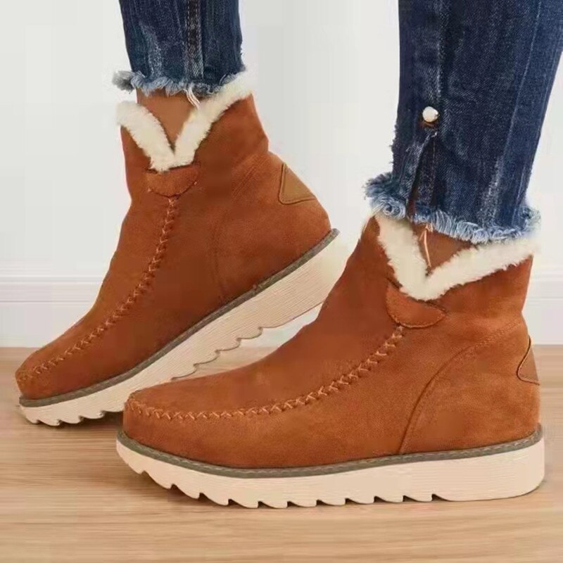 Snow Boots Women Slip on Platform Ankle Boots Ladies Cotton Shoes Winter Casual Warm Short Boots Woman New Booties Female