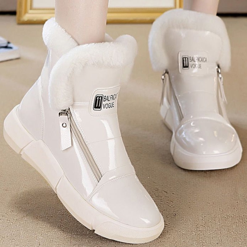 Women Snow Boots Waterproof Platform Ankle Boots Ladies Casual Shoes Warm Zip Flats Booties Female Winter Non Slip Boots Woman