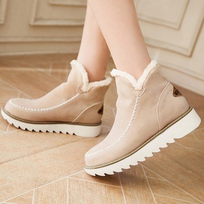 Snow Boots Women Slip on Platform Ankle Boots Ladies Cotton Shoes Winter Casual Warm Short Boots Woman New Booties Female